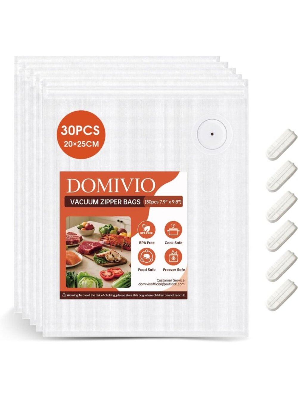 Reusable BPA-Free Vacuum Sealer Bags, 30 Pack Small for Meal Prep & Sous Vide